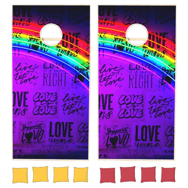 Love Wins Gay Pride LBGQT Rainbow Cornhole Set (Set)