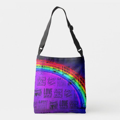 Love Wins Gay Pride LBGQT Rainbow Crossbody Bag