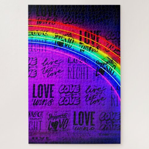 Love Wins Gay Pride LBGQT Rainbow Jigsaw Puzzle