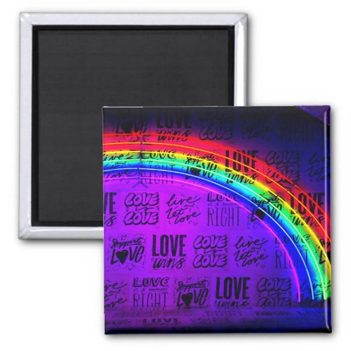 Love Wins Gay Pride LBGQT Rainbow Magnet