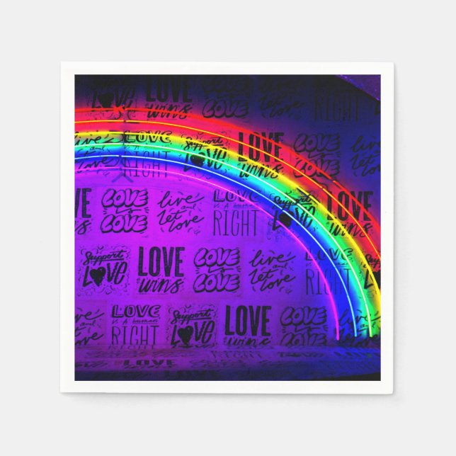 Love Wins Gay Pride LBGQT Rainbow Napkins (Front)