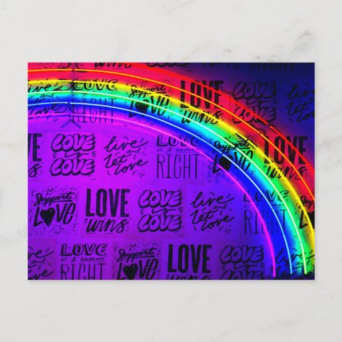 Love Wins Gay Pride LBGQT Rainbow Postcard