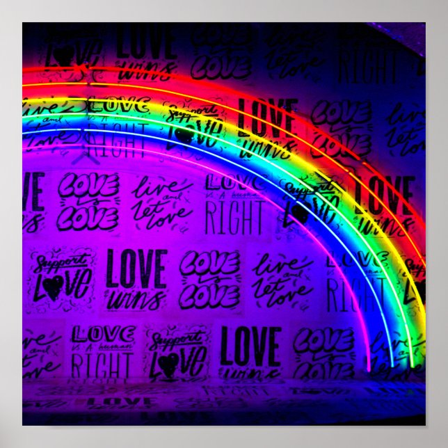 Love Wins Gay Pride LBGQT Rainbow Poster (Front)