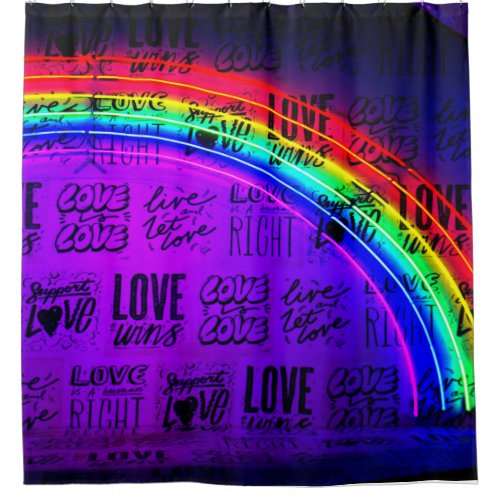 Love Wins Gay Pride LBGQT Rainbow Shower Curtain