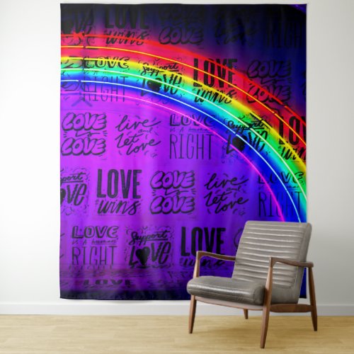 Love Wins Gay Pride LBGQT Rainbow Tapestry