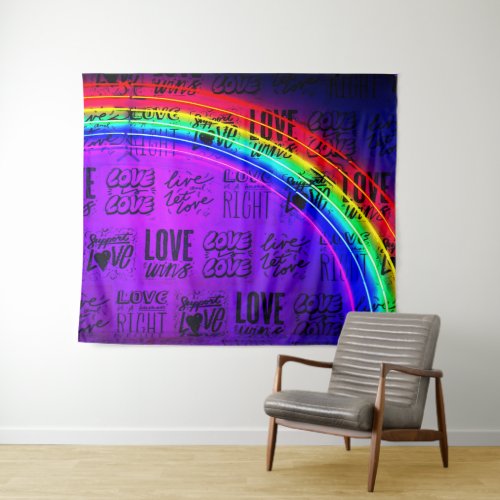 Love Wins Gay Pride LBGQT Rainbow Tapestry