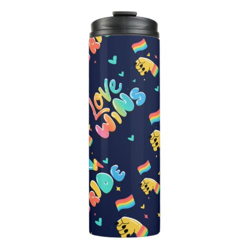 Love Wins Gay Pride LGBT BLM Pattern Cute Summer Thermal Tumbler