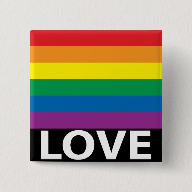 Love Wins! Gay Pride Rainbow Love Button Pin (Front)