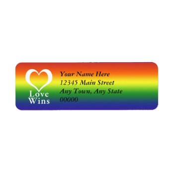 Love Wins Heart Rainbow Return Address Label by erinphotodesign at Zazzle