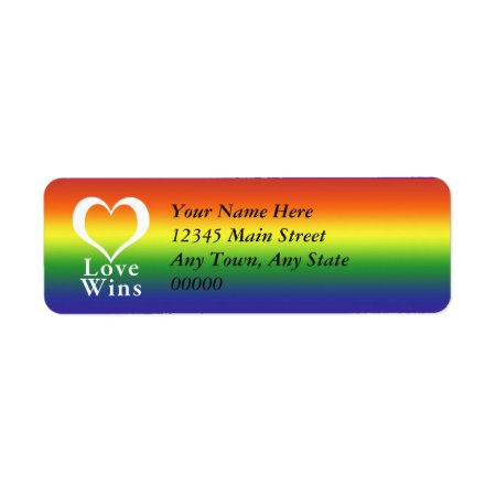 Love Wins Heart Rainbow Return Address Label