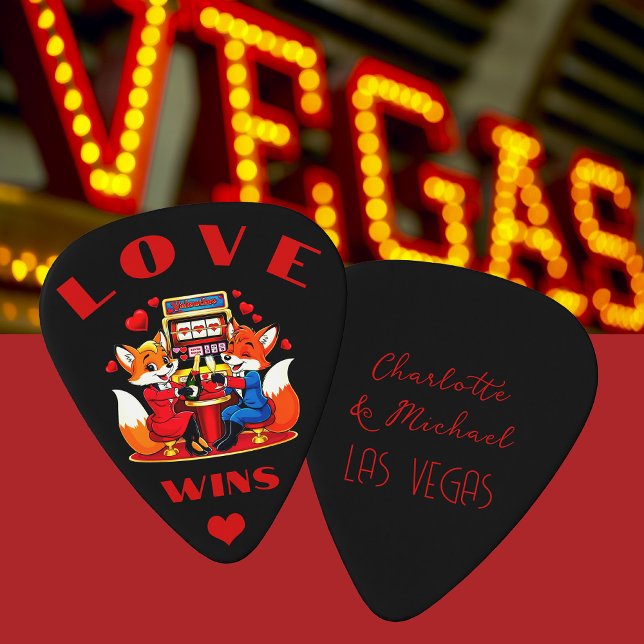 Love Wins In Las Vegas, Cartoon Foxes Outfox Slots Guitar Pick (Las Vegas)