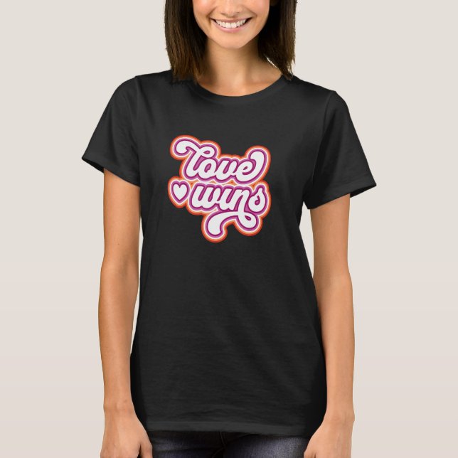Love Wins Lesbian Pride Flag LGBTQ Lesbish Sapphic T-Shirt (Front)