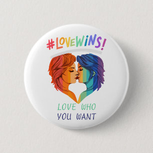 Love wins lesbian pride ,pride month 2024 button