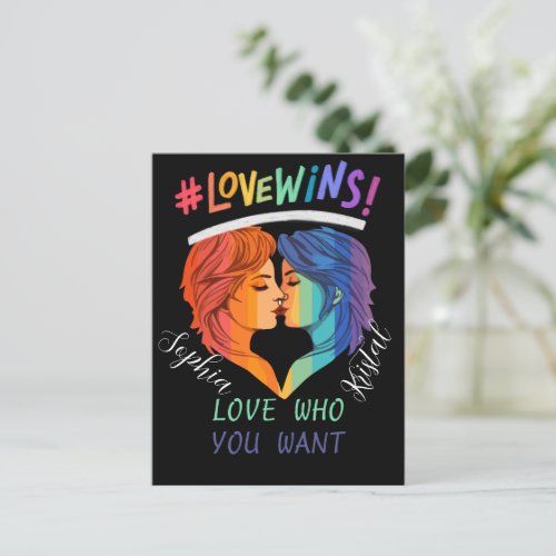 Love wins lesbian pride pride month 2024 postcard