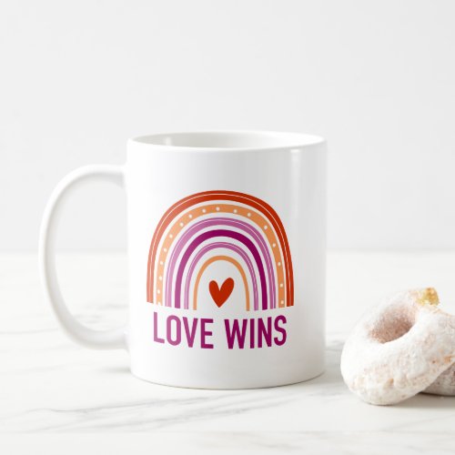 Love Wins Lesbian Rainbow  Coffee Mug