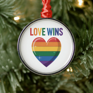 Love Wins LGBT Gay Pride Equality Metal Ornament