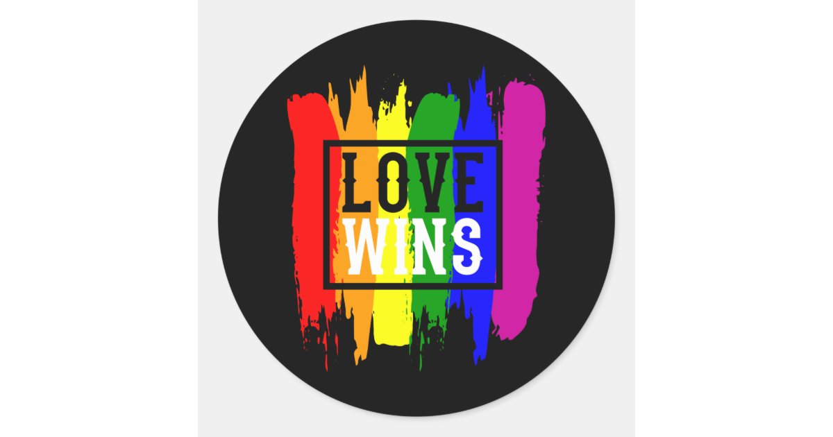 LOVE WINS LGBT Pride Month LGBTQ Rainbow Flag Classic Round Sticker ...