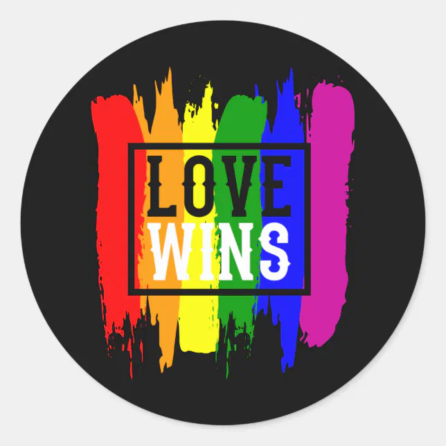 LOVE WINS LGBT Pride Month LGBTQ Rainbow Flag Classic Round Sticker ...