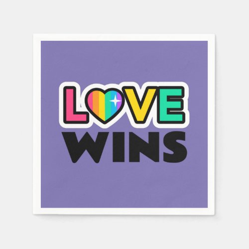 Love Wins LGBT Pride Typography Purple Napkins