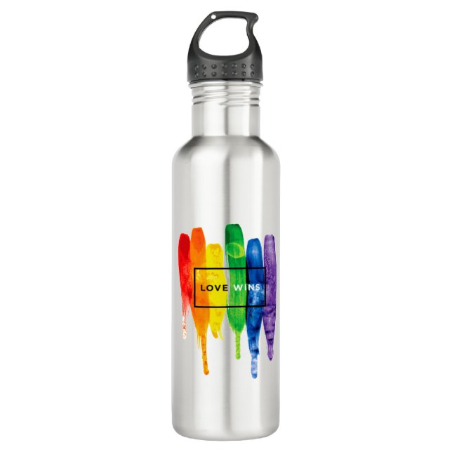 Love Wins LGBT Stainless Steel Water Bottle (Front)