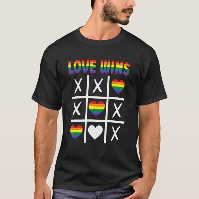 Love Wins Lgbtq Ally Tic Tac Toe Pride Month Rainb T-Shirt (Front)