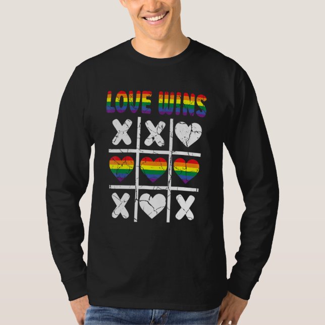 Love Wins Lgbtq Ally Tic Tac Toe Pride Month Rainb T-Shirt (Front)
