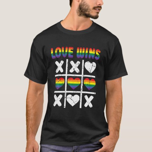 Love Wins LGBTQ Ally Tic Tac Toe Pride Month T_Shirt