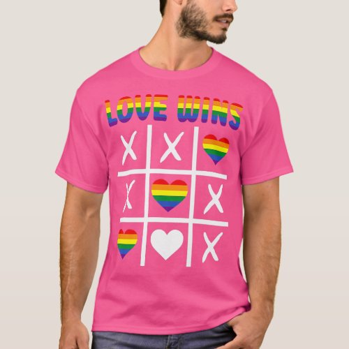 Love Wins LGBTQ Ally TicTacToe Pride Month Rainbow T_Shirt
