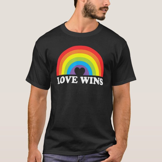 Love Wins LGBTQ Gay Pride Rainbow Lesbian Ally Com T-Shirt (Front)