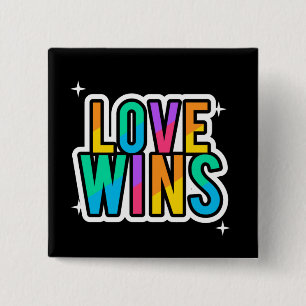 Love wins. LGBTQ+Pride. Rainbow.   Button