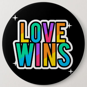 Love wins. LGBTQ+Pride. Rainbow. Button