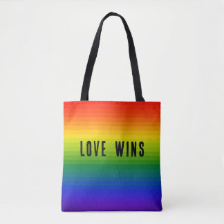 Love Wins. Love is Love Rainbow Gradient Stripes Tote Bag