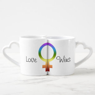 Love Wins Matching Rainbow Female Symbols Coffee Mug Set