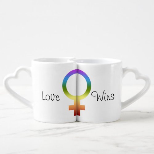 Love Wins Matching Rainbow Female Symbols Coffee Mug Set