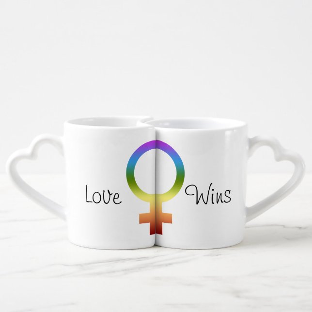 Love Wins Matching Rainbow Female Symbols Coffee Mug Set (Back Nesting)