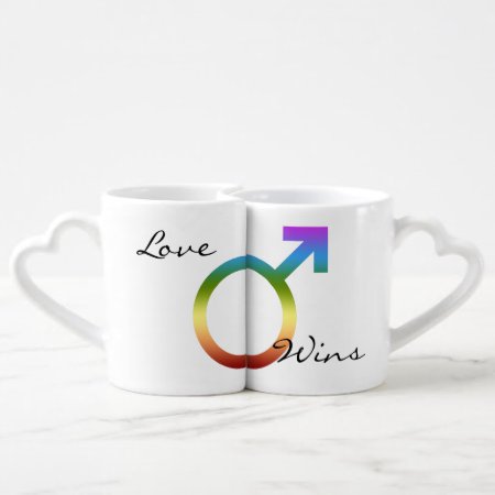 Love Wins Matching Rainbow Male Symbols Coffee Mug Set