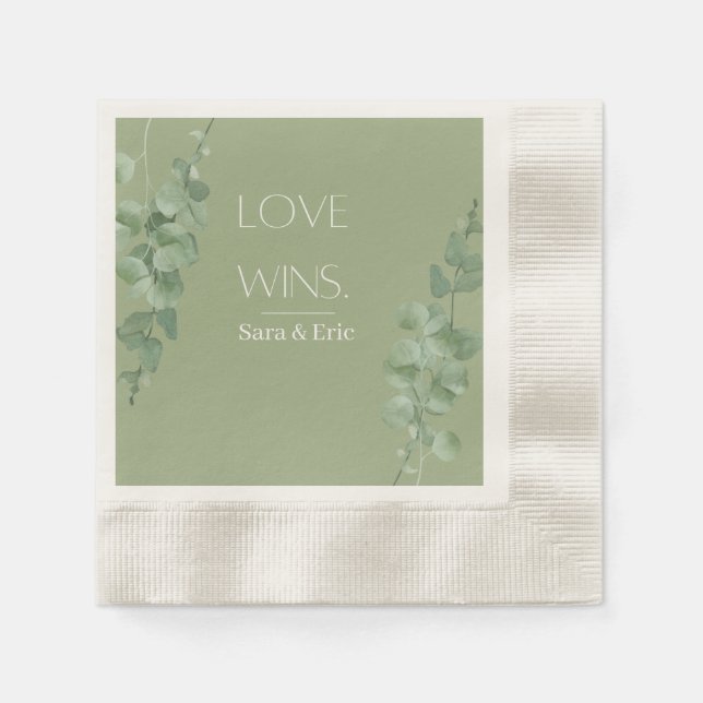 Love Wins Personalized Wedding Napkin (Front)