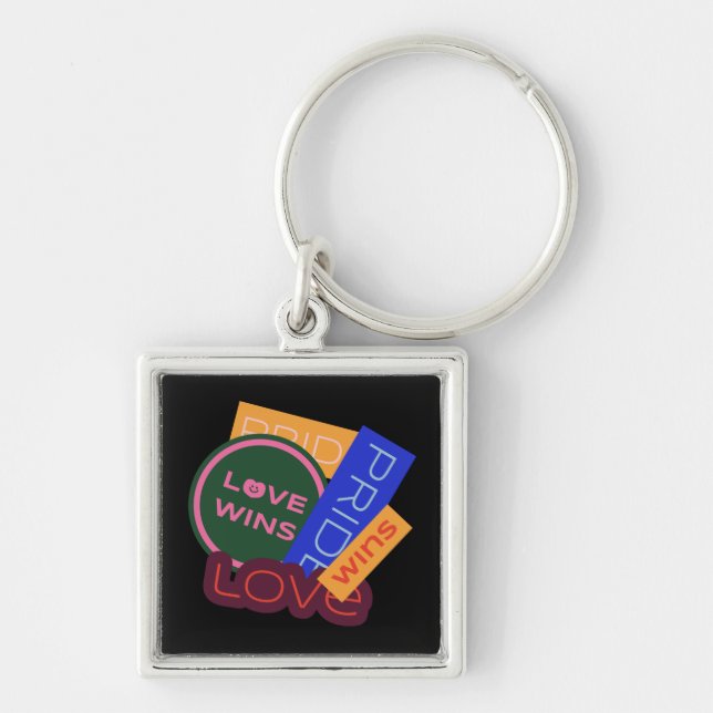 Love wins. Pride. Pride wins. LGBT+Pride   Keychain (Front)