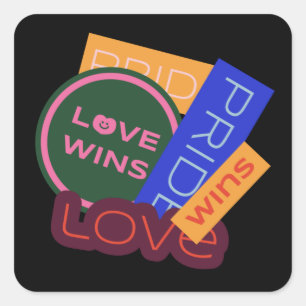 Love wins. Pride. Pride wins. LGBT+Pride   Square Sticker