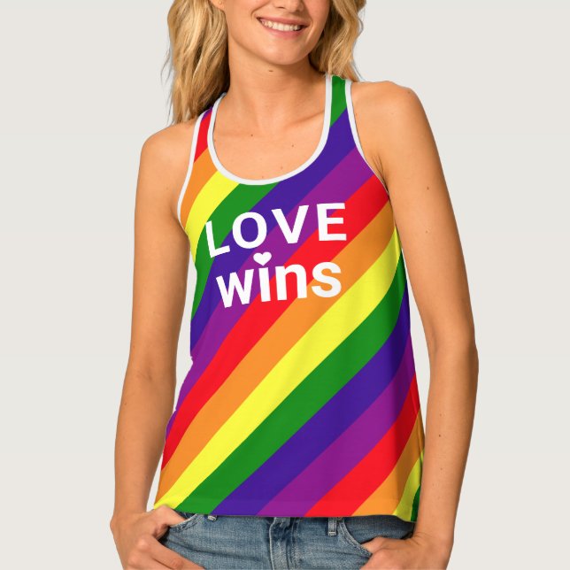 Love Wins Rainbow 6 Stripe Gay Pride Tank Top (Front)