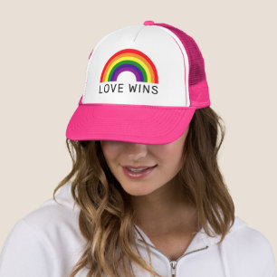 Love Wins Rainbow Arch Hot Pink Trucker Hat