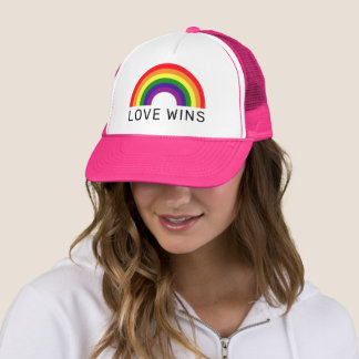 Love Wins Rainbow Arch Hot Pink Trucker Hat