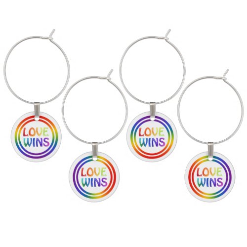 Love Wins Rainbow Circles Wine Charm Set