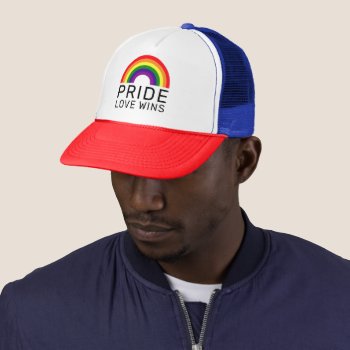 Love Wins Rainbow Colors Lgbtq Gay Pride Month Trucker Hat by RandomLife at Zazzle