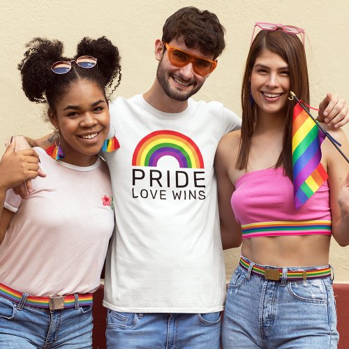 Love Wins Rainbow Colors LGBTQ Gay Pride T_Shirt
