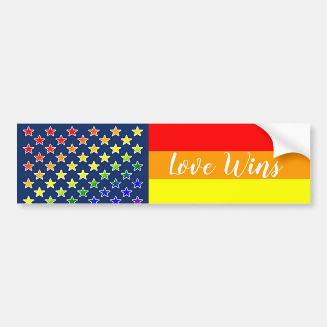 Love Wins Rainbow Flag Bumper Sticker (Front)
