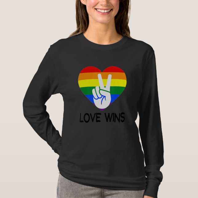 Love Wins Rainbow Flag Heart Gay Pride Lesbian Lgb T-Shirt (Front)
