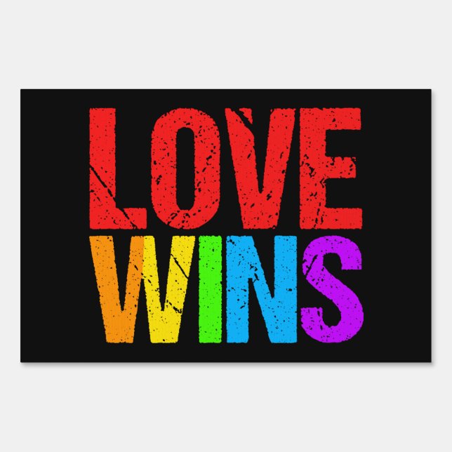 Love Wins Rainbow Gay Pride Yard Sign (Back)