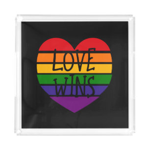Love Wins Rainbow Heart Acrylic Tray