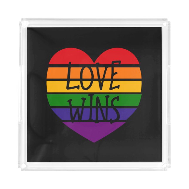 Love Wins Rainbow Heart Acrylic Tray (Front)